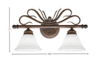 Swan Two Light Bath Bar in Bronze with 7" White Muslin Shade