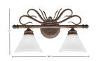 Swan Two Light Bath Bar in Bronze with 7" White Muslin Shade