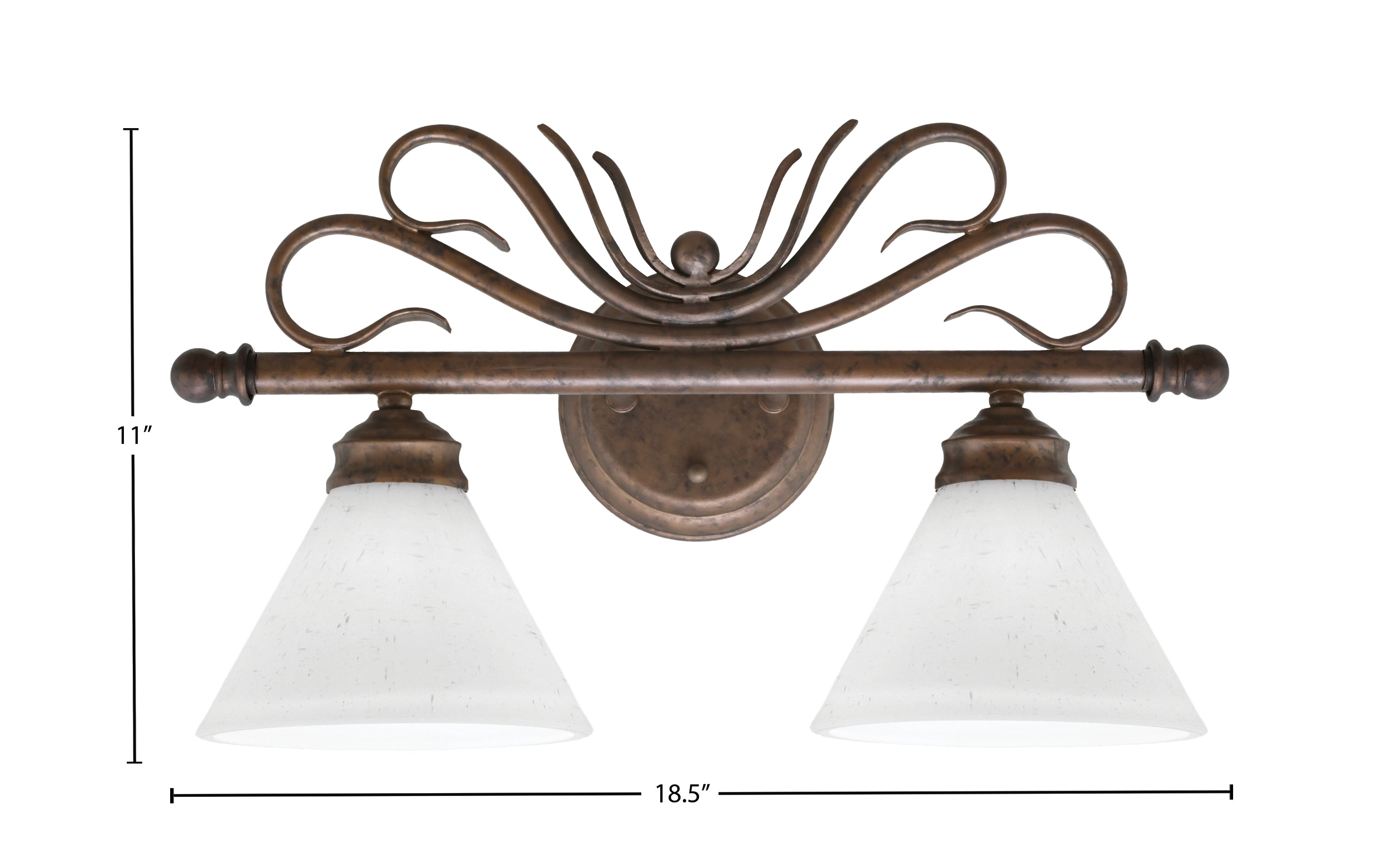 Swan Two Light Bath Bar in Bronze with 7" White Muslin Shade