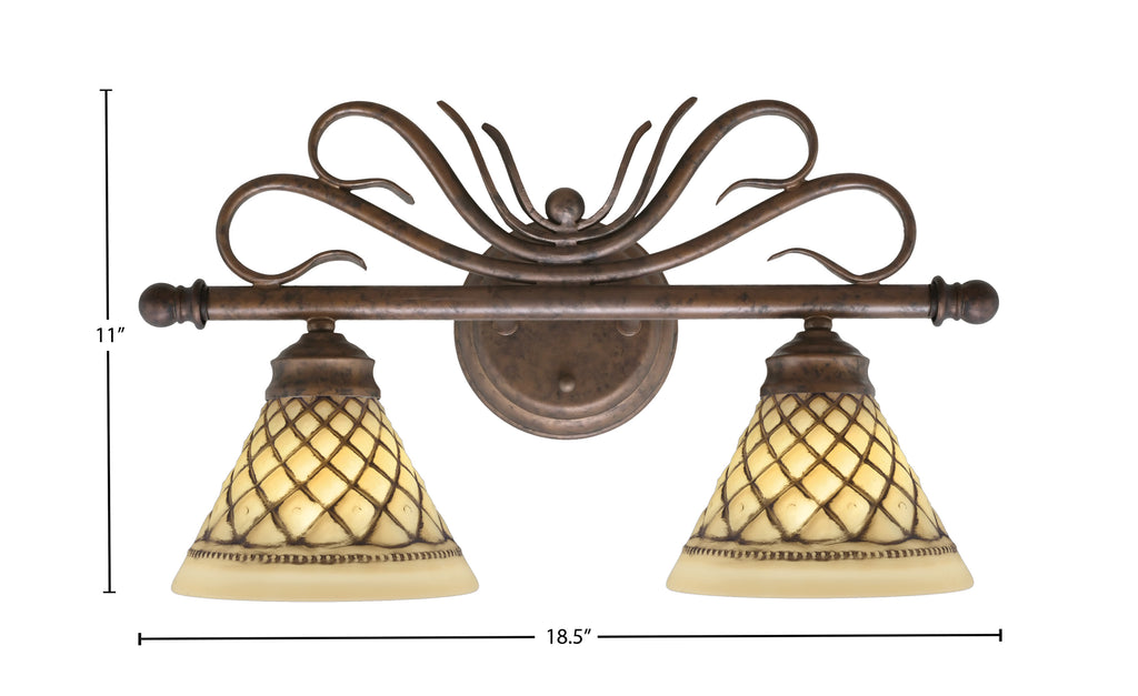 Swan Two Light Bath Bar in Bronze with 7" Chocolate Icing Shade