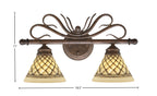 Swan Two Light Bath Bar in Bronze with 7" Chocolate Icing Shade