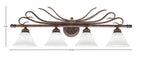Swan Four Light Bath Bar in Bronze with 7" White Muslin Shade