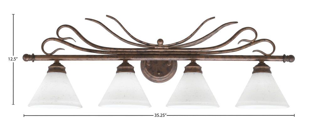 Swan Four Light Bath Bar in Bronze with 7" White Muslin Shade