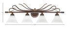 Swan Four Light Bath Bar in Bronze with 7" White Muslin Shade