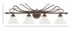 Swan Four Light Bath Bar in Bronze with 7" Gold Ice Shade