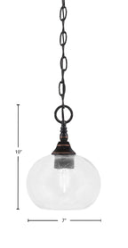 Chain One Light Mini Pendant in Black Copper with Clear Bubble Shade
