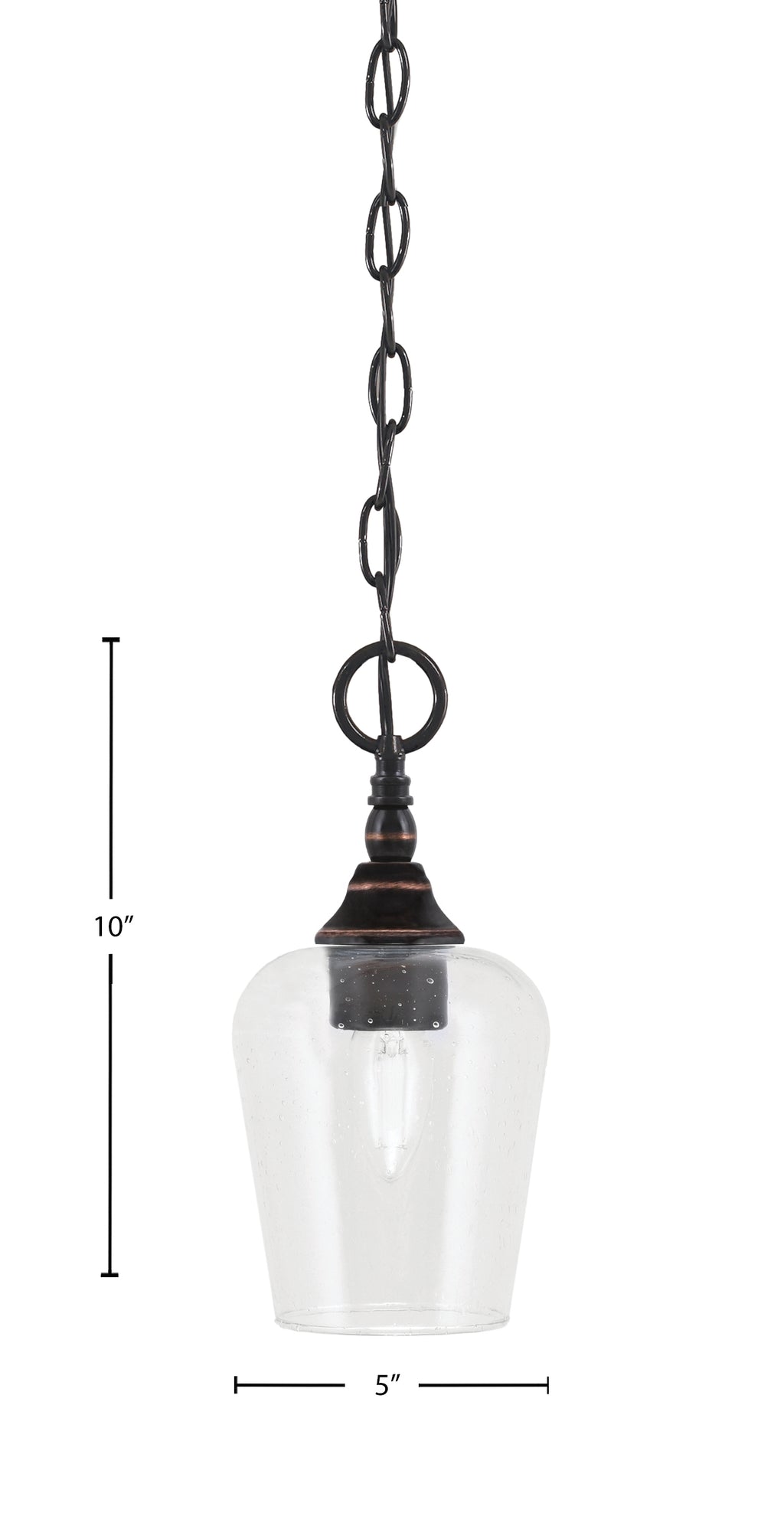 Chain One Light Mini Pendant in Black Copper with Clear Bubble Shade