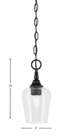 Chain One Light Mini Pendant in Black Copper with Clear Bubble Shade
