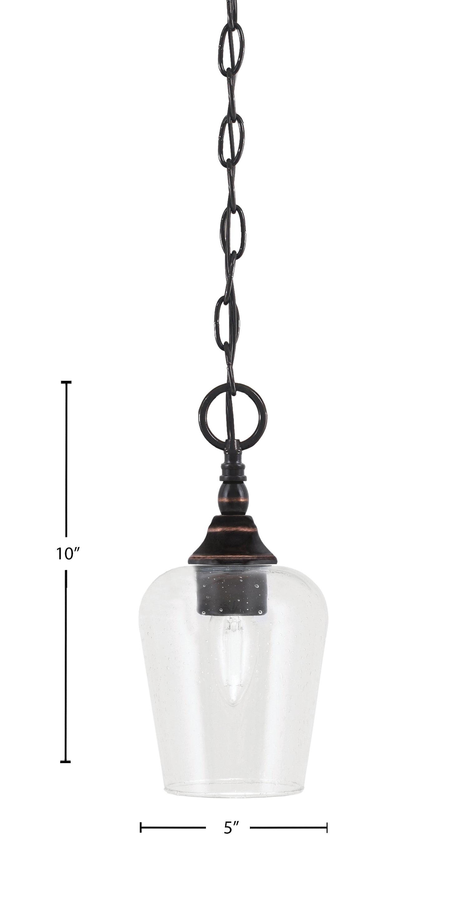 Chain One Light Mini Pendant in Black Copper with Clear Bubble Shade