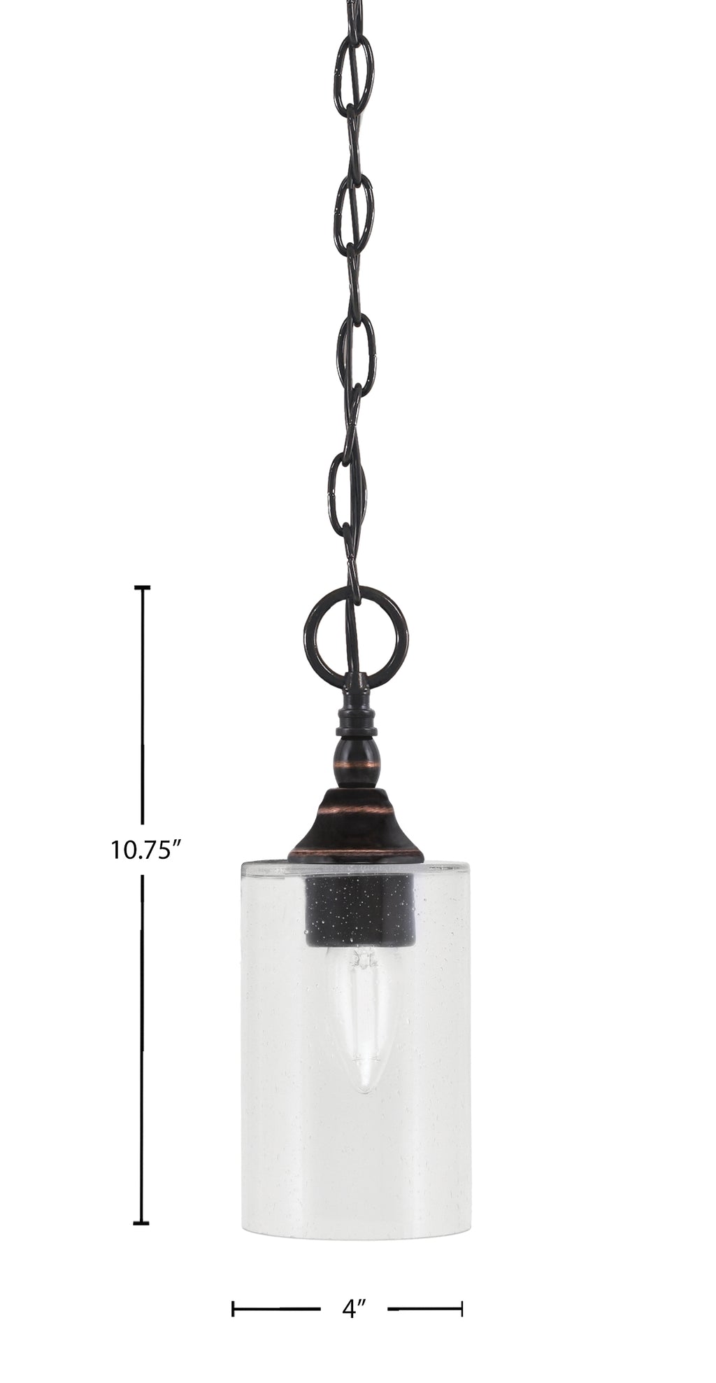 Chain One Light Mini Pendant in Black Copper with Clear Bubble Shade