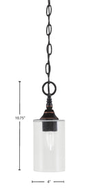 Chain One Light Mini Pendant in Black Copper with Clear Bubble Shade