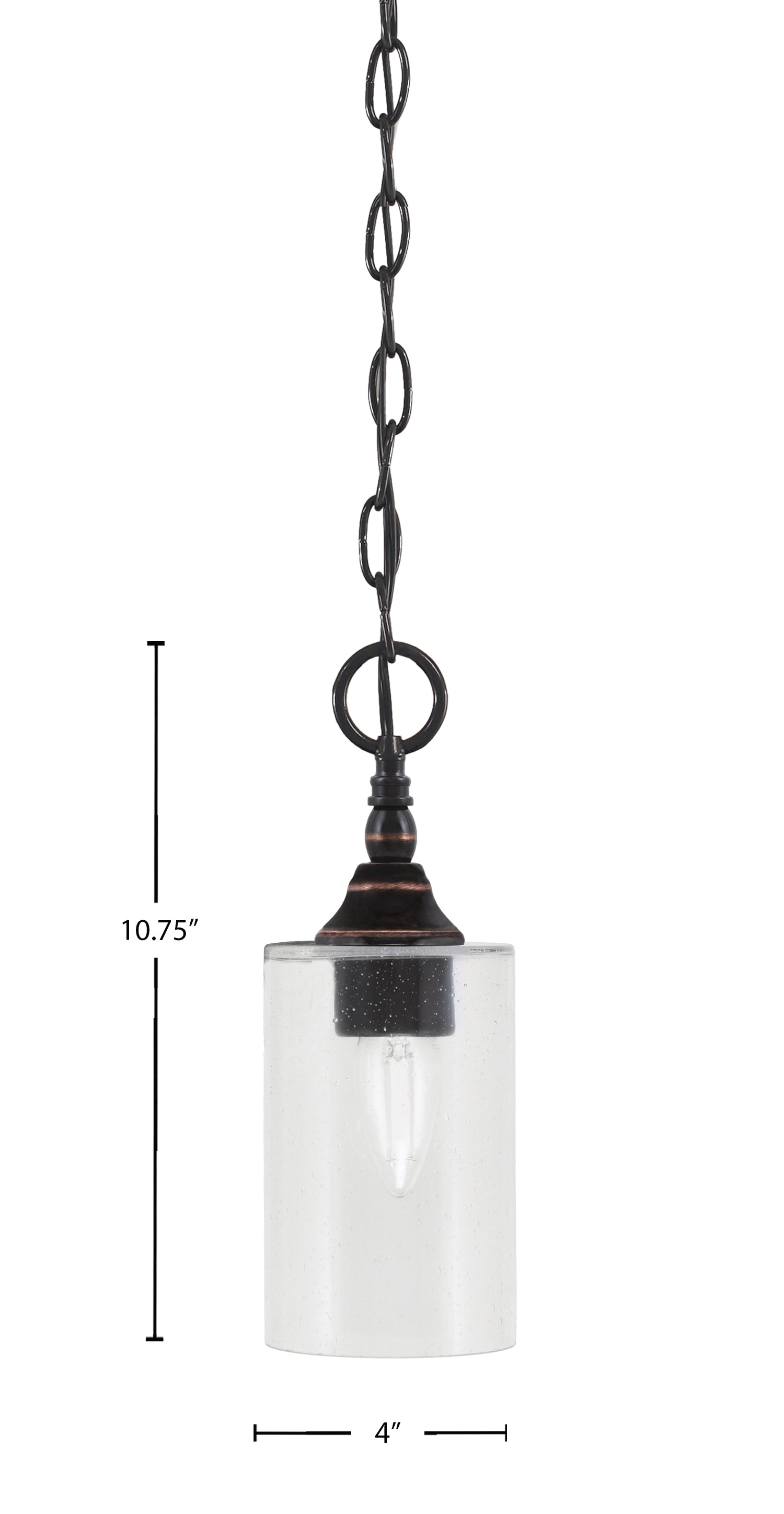 Chain One Light Mini Pendant in Black Copper with Clear Bubble Shade