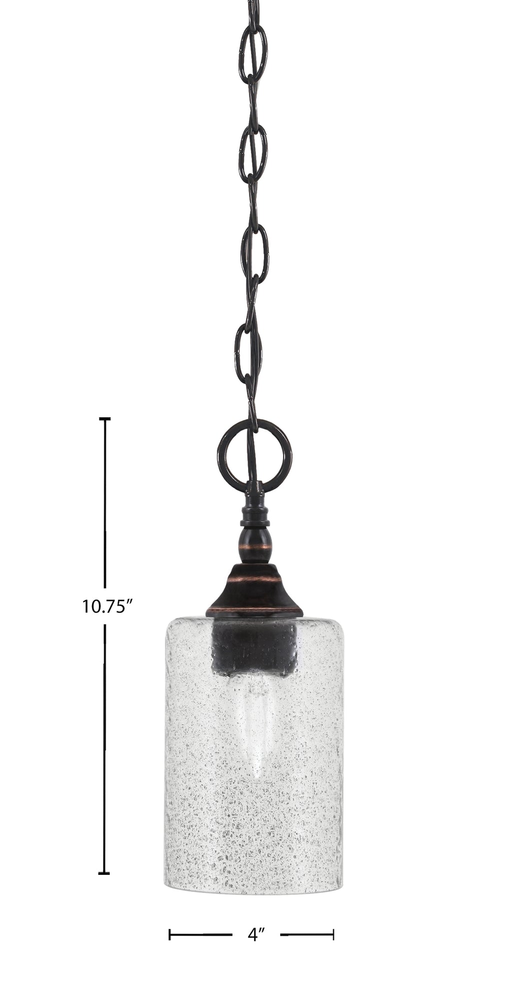 Chain One Light Mini Pendant in Black Copper with Smoke Bubble Shade
