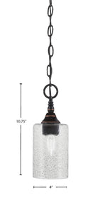 Chain One Light Mini Pendant in Black Copper with Smoke Bubble Shade