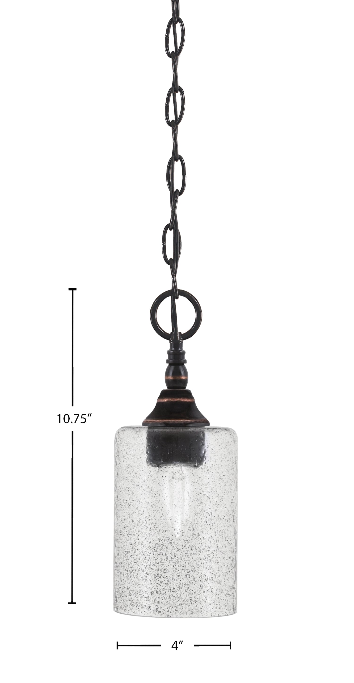 Chain One Light Mini Pendant in Black Copper with Smoke Bubble Shade