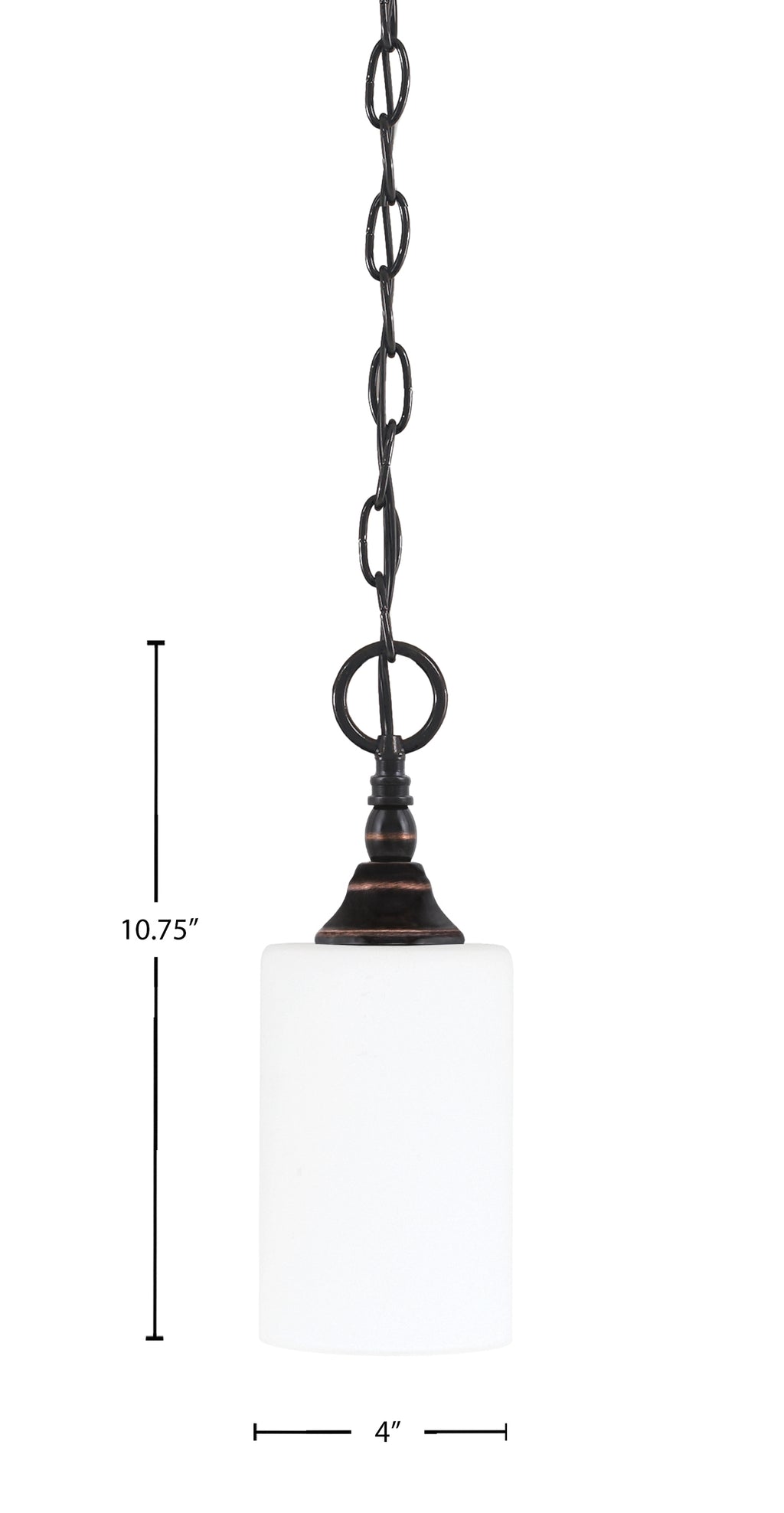 Chain One Light Mini Pendant in Black Copper with White Muslin Shade