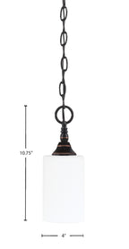 Chain One Light Mini Pendant in Black Copper with White Muslin Shade