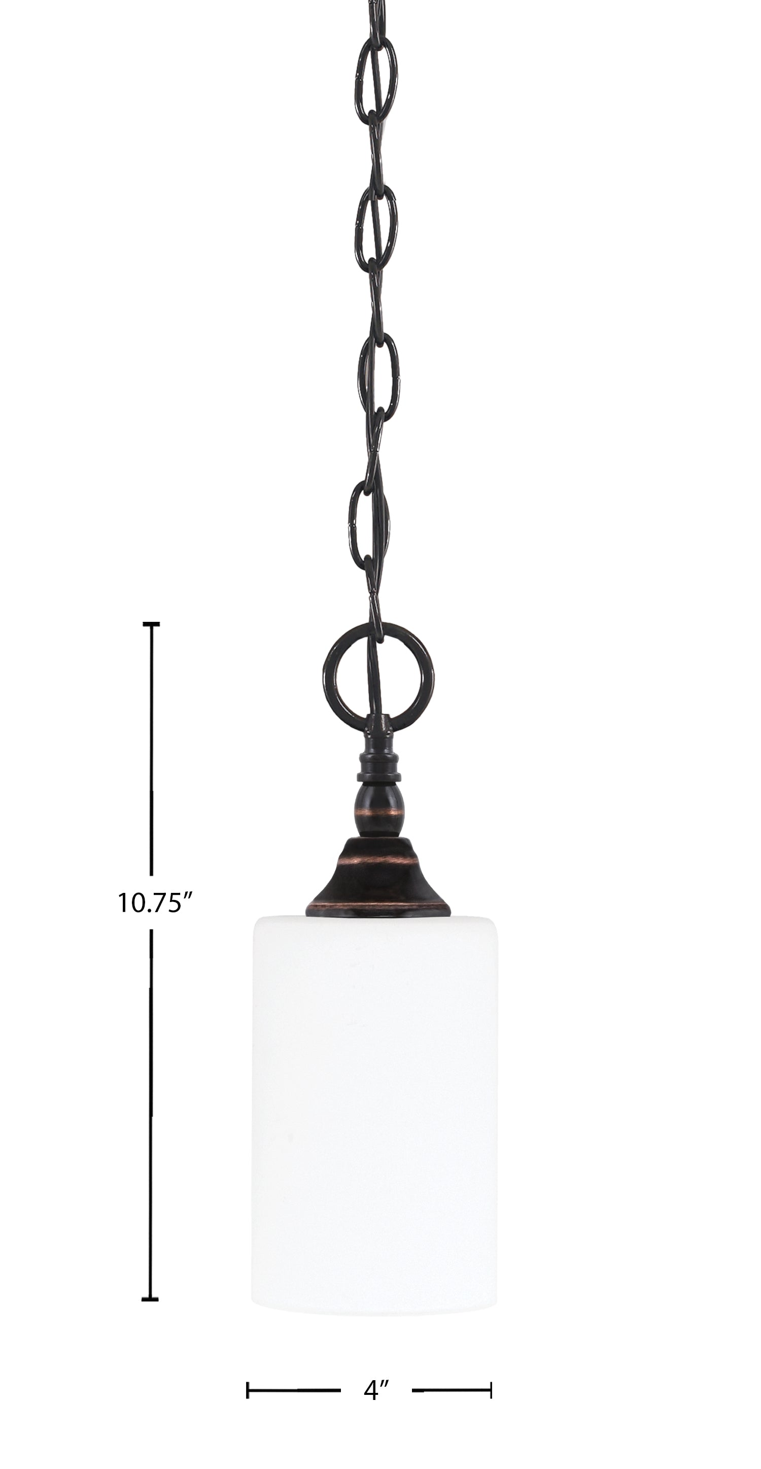 Chain One Light Mini Pendant in Black Copper with White Muslin Shade