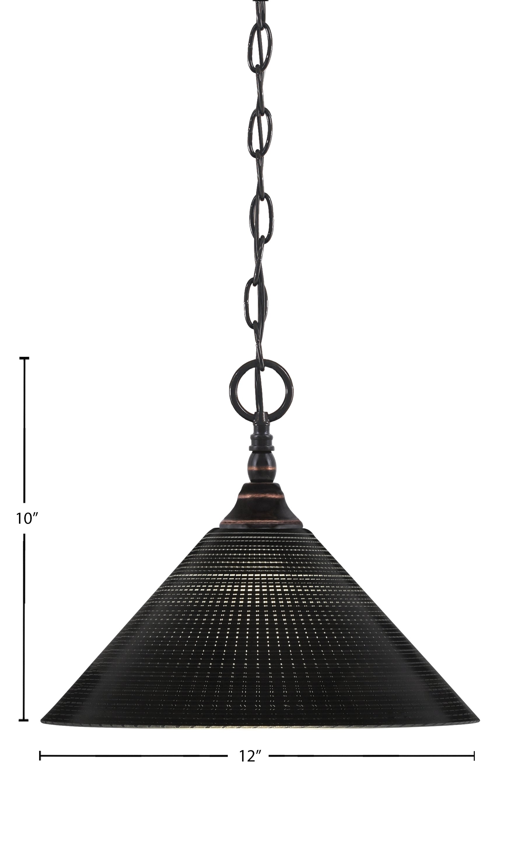Chain One Light Mini Pendant in Black Copper with Black Matrix Shade