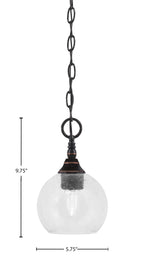 Chain One Light Mini Pendant in Black Copper with Clear Bubble Shade