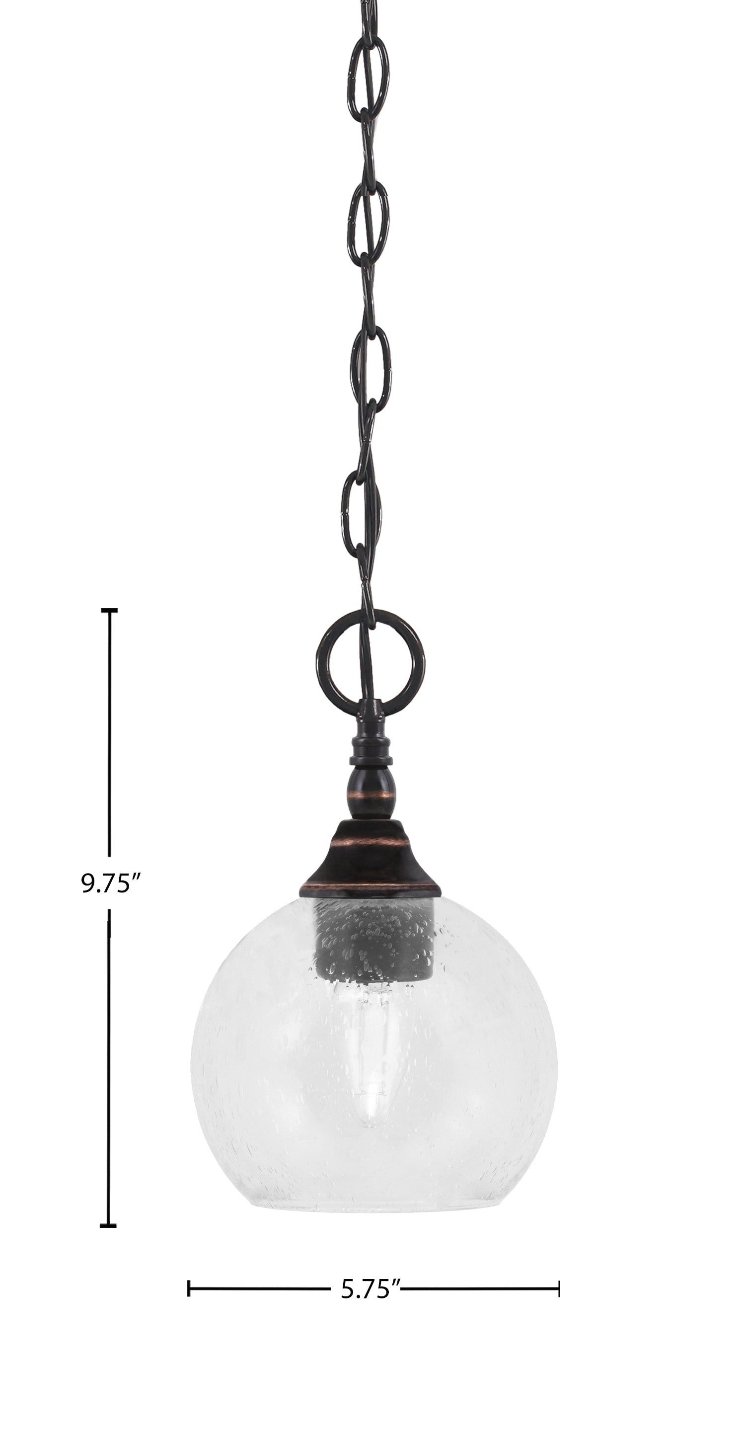 Chain One Light Mini Pendant in Black Copper with Clear Bubble Shade