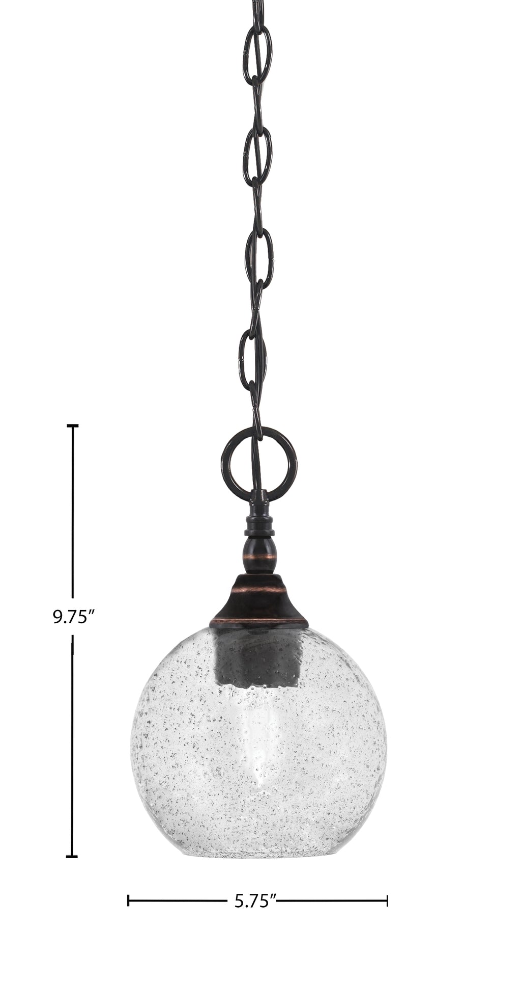 Chain One Light Mini Pendant in Black Copper with Smoke Bubble Shade