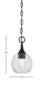 Chain One Light Mini Pendant in Black Copper with Smoke Bubble Shade