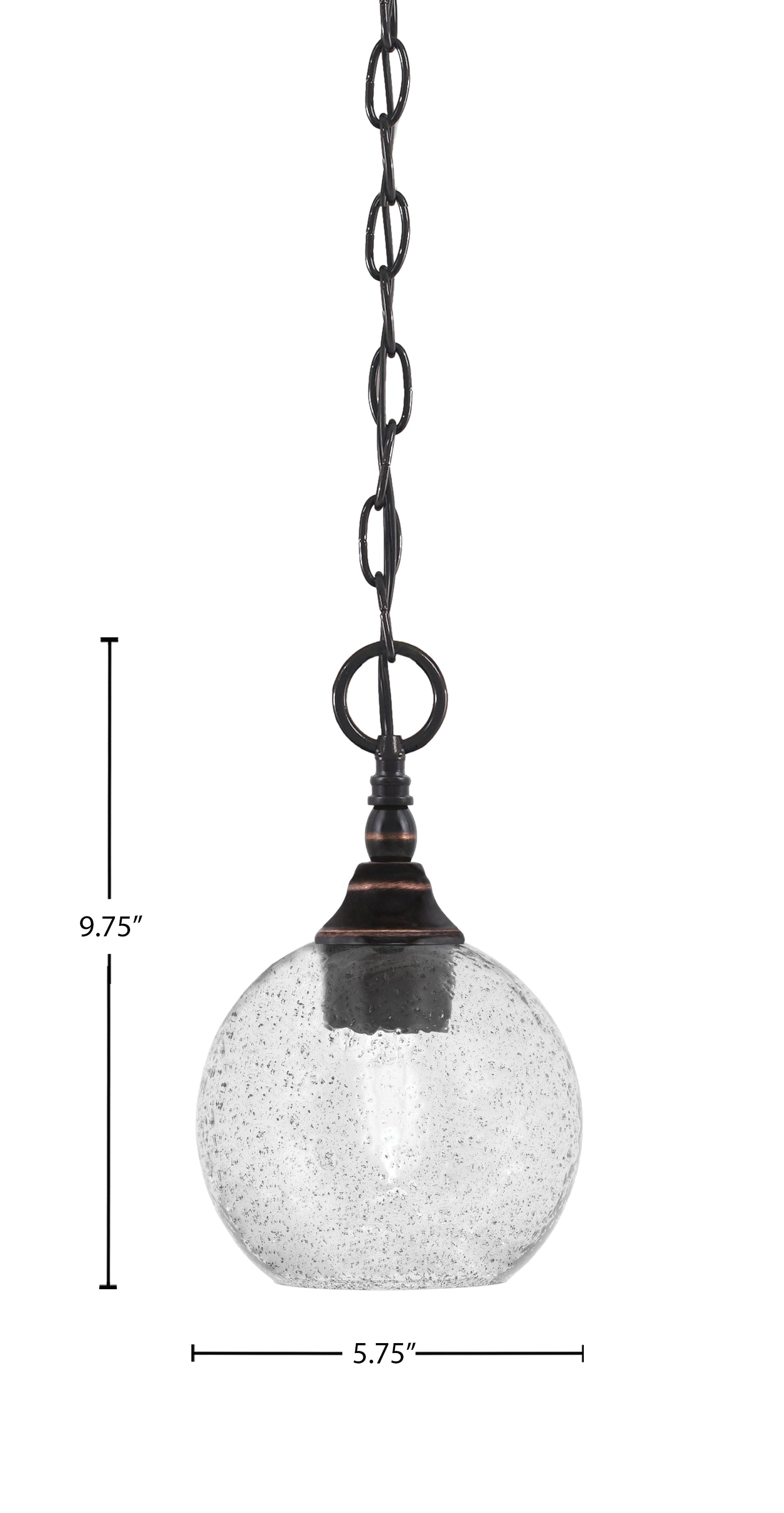 Chain One Light Mini Pendant in Black Copper with Smoke Bubble Shade