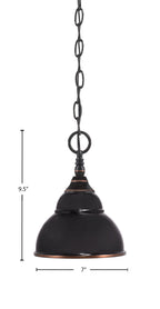 Chain One Light Mini Pendant in Black Copper with Black Copper Double Bubble Metal Shade Shade