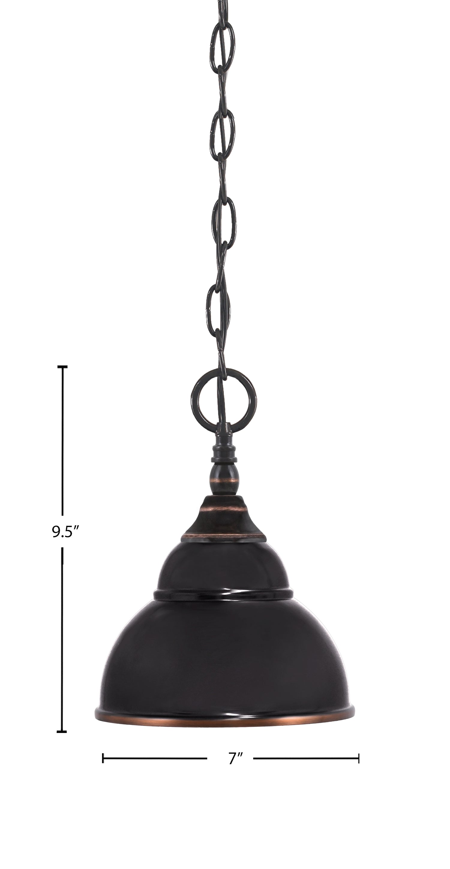 Chain One Light Mini Pendant in Black Copper with Black Copper Double Bubble Metal Shade Shade