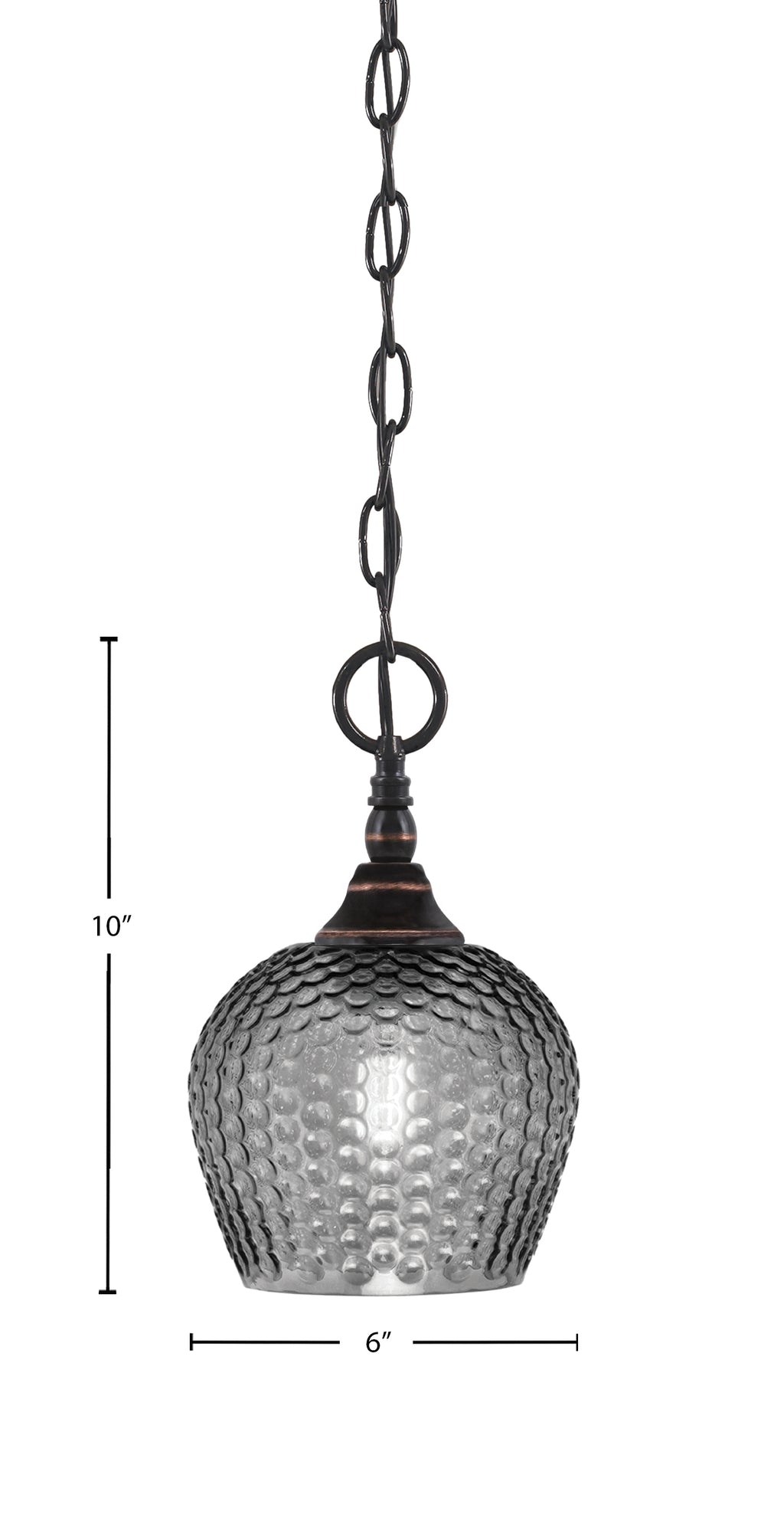 Chain One Light Mini Pendant in Black Copper with Smoke Textured Shade