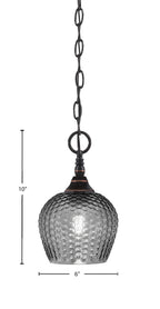 Chain One Light Mini Pendant in Black Copper with Smoke Textured Shade