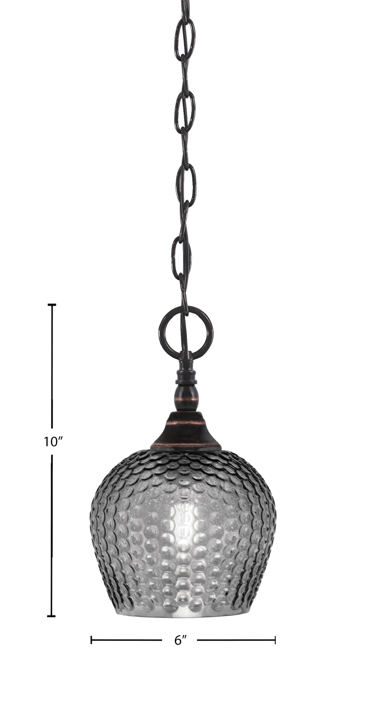 Chain One Light Mini Pendant in Black Copper with Smoke Textured Shade