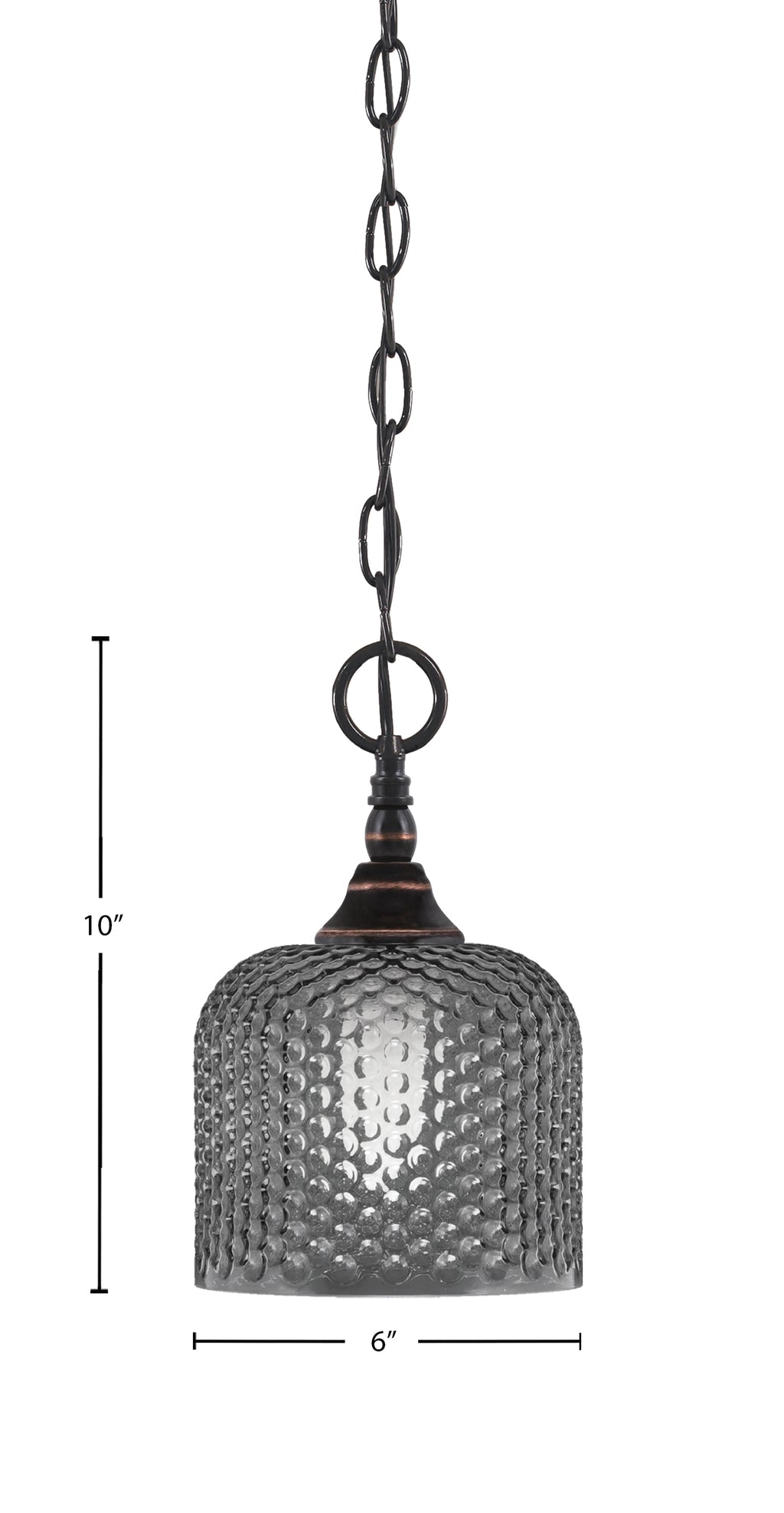 Chain One Light Mini Pendant in Black Copper with Smoke Textured Shade