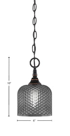 Chain One Light Mini Pendant in Black Copper with Smoke Textured Shade