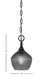 Chain One Light Mini Pendant in Black Copper with Smoke Textured Shade
