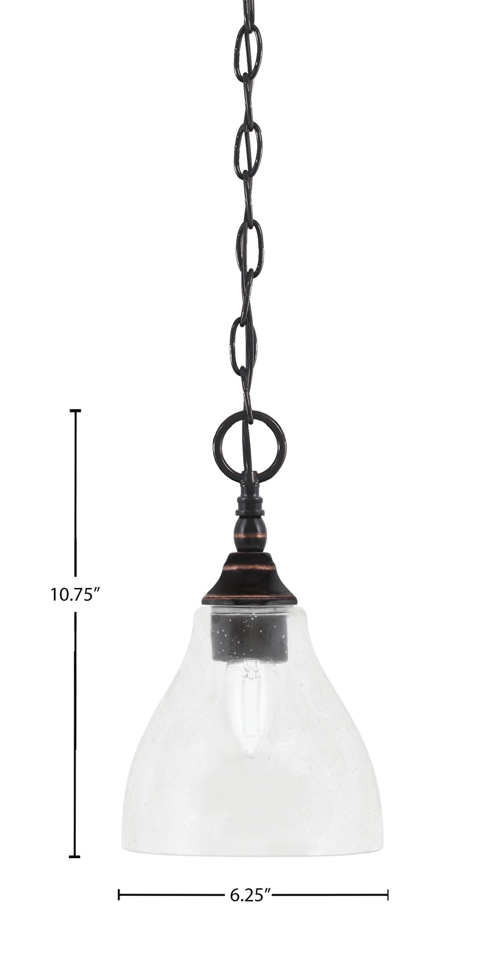 Chain One Light Mini Pendant in Black Copper with Clear Bubble Shade
