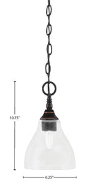 Chain One Light Mini Pendant in Black Copper with Clear Bubble Shade