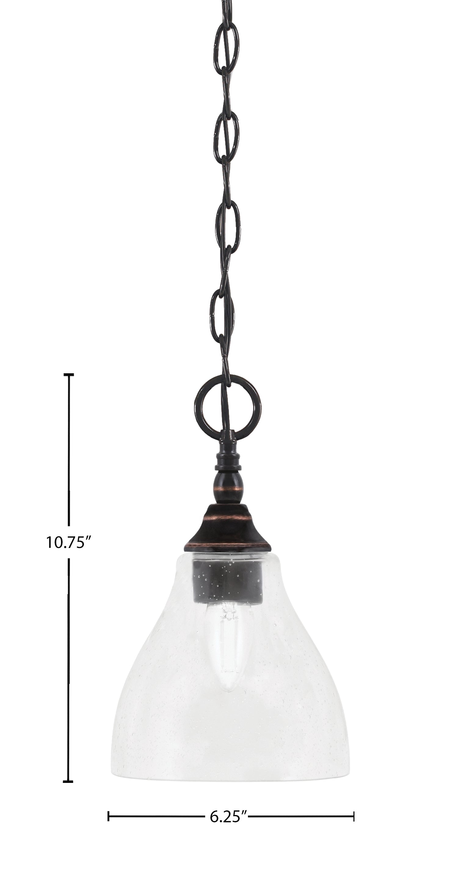Chain One Light Mini Pendant in Black Copper with Clear Bubble Shade