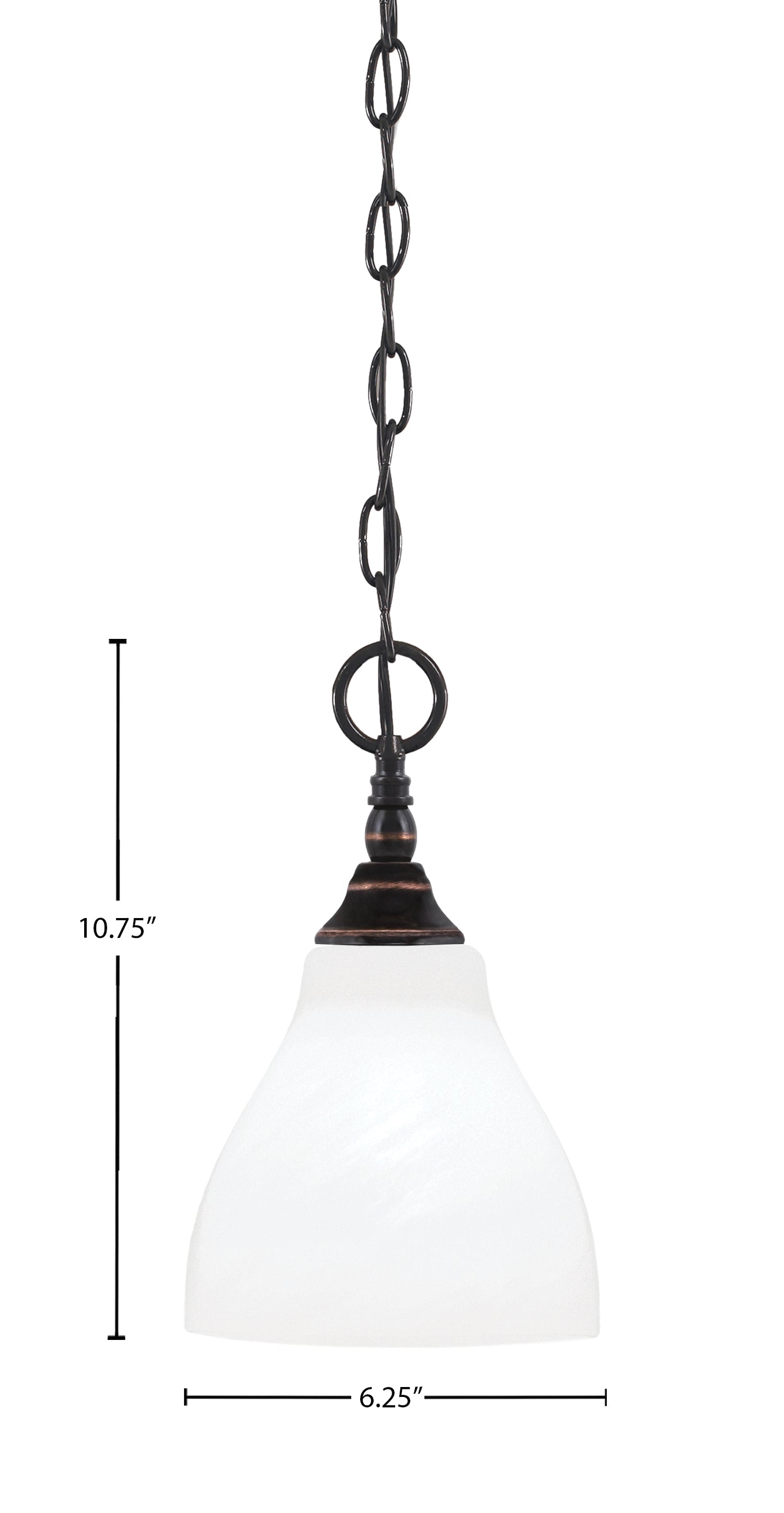 Chain One Light Mini Pendant in Black Copper with White Marble Shade
