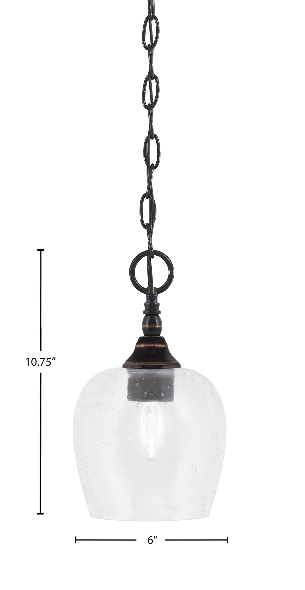 Chain One Light Mini Pendant in Black Copper with Clear Bubble Shade