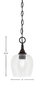 Chain One Light Mini Pendant in Black Copper with Clear Bubble Shade
