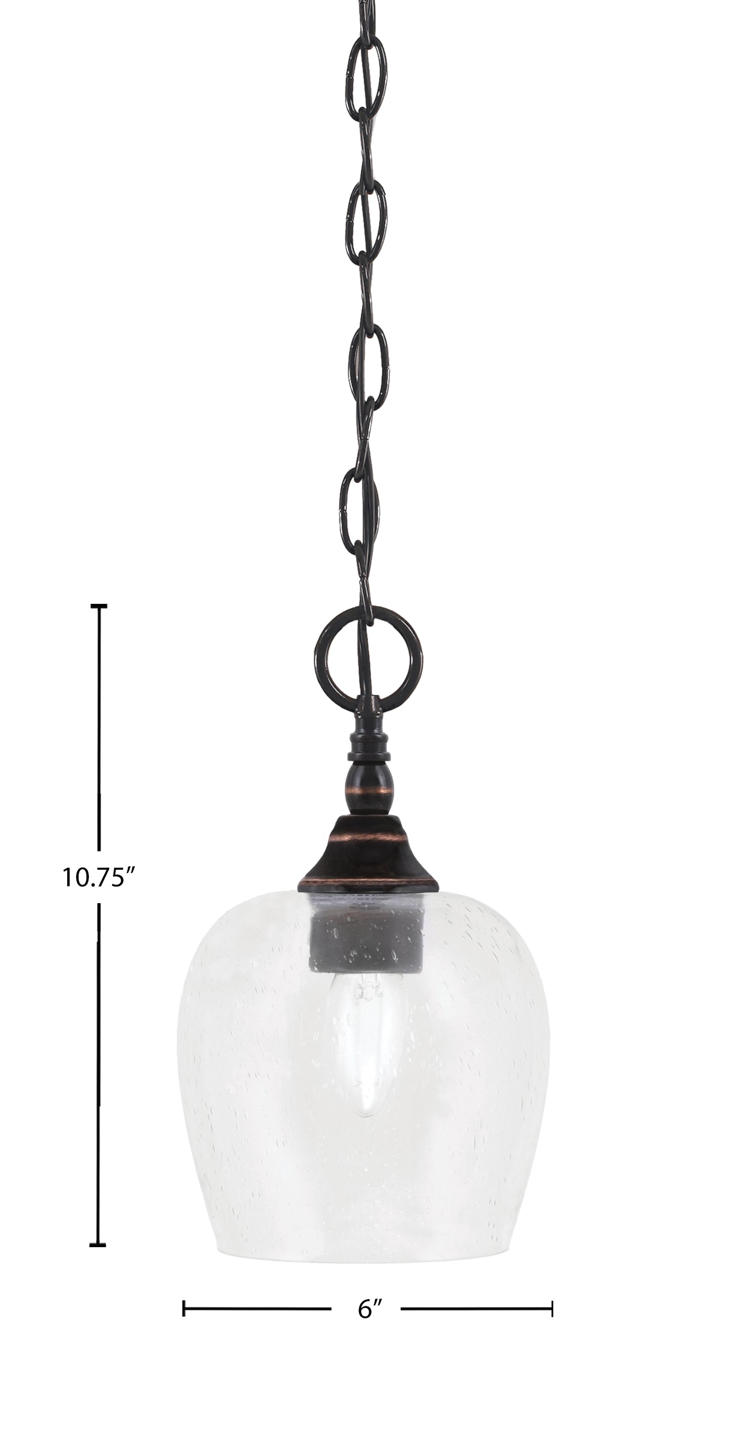 Chain One Light Mini Pendant in Black Copper with Clear Bubble Shade
