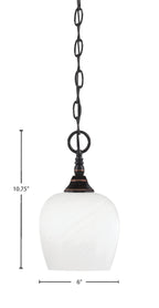 Chain One Light Mini Pendant in Black Copper with White Marble Shade
