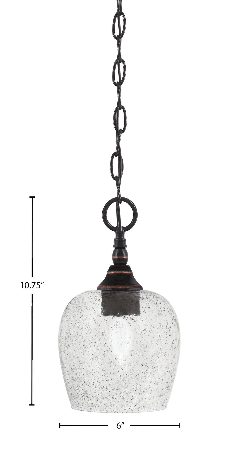 Chain One Light Mini Pendant in Black Copper with Smoke Bubble Shade