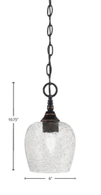 Chain One Light Mini Pendant in Black Copper with Smoke Bubble Shade