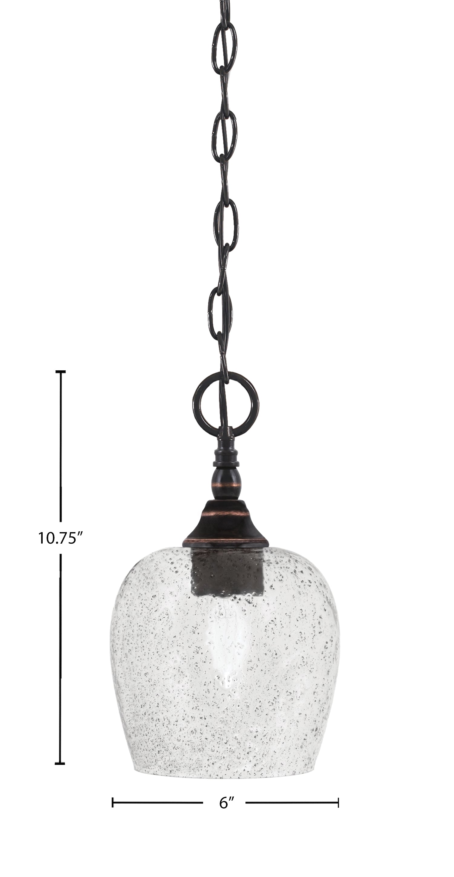 Chain One Light Mini Pendant in Black Copper with Smoke Bubble Shade