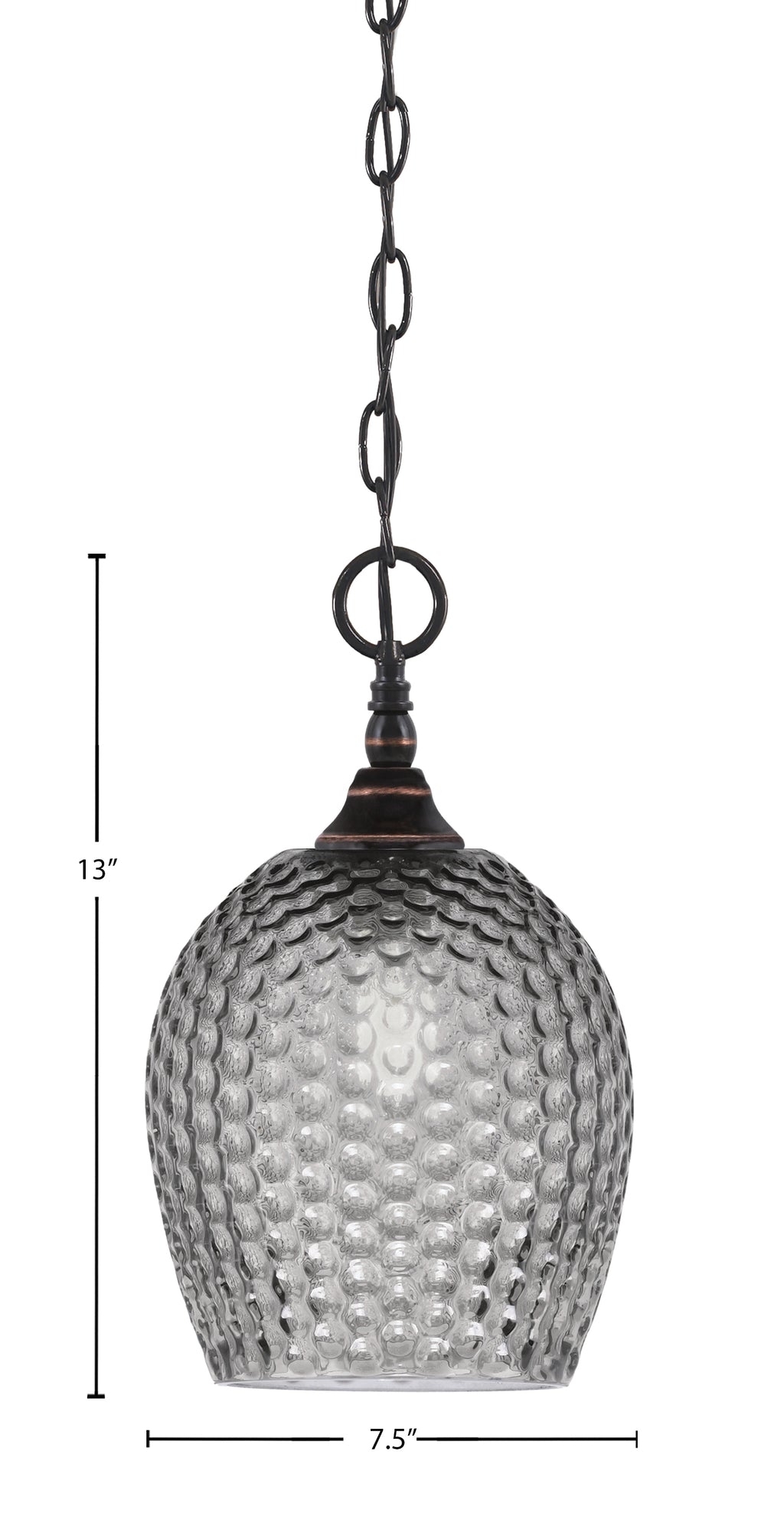 Chain One Light Mini Pendant in Black Copper with Smoke Textured Shade