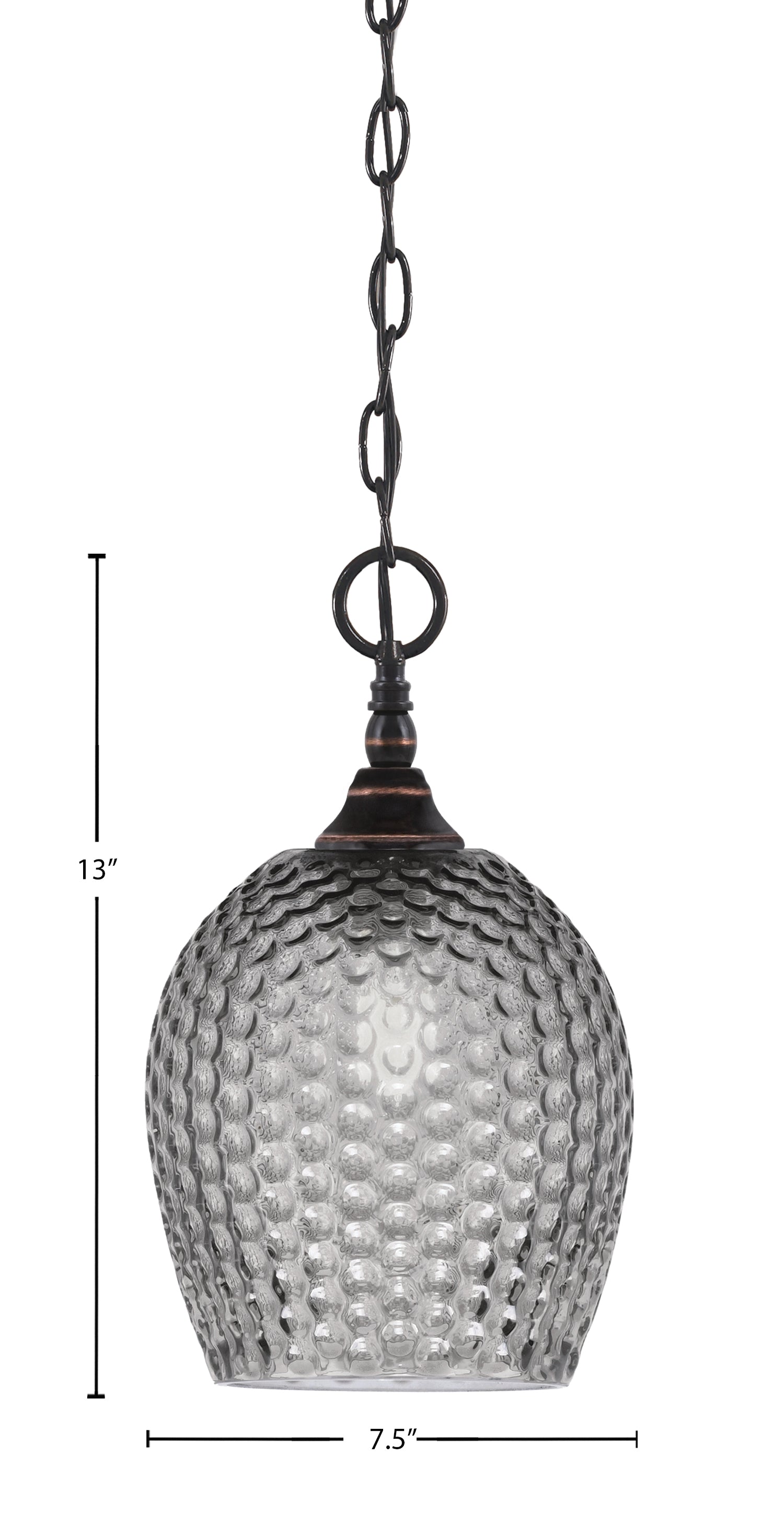 Chain One Light Mini Pendant in Black Copper with Smoke Textured Shade