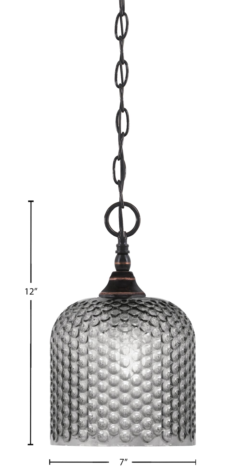 Chain One Light Mini Pendant in Black Copper with Smoke Textured Shade